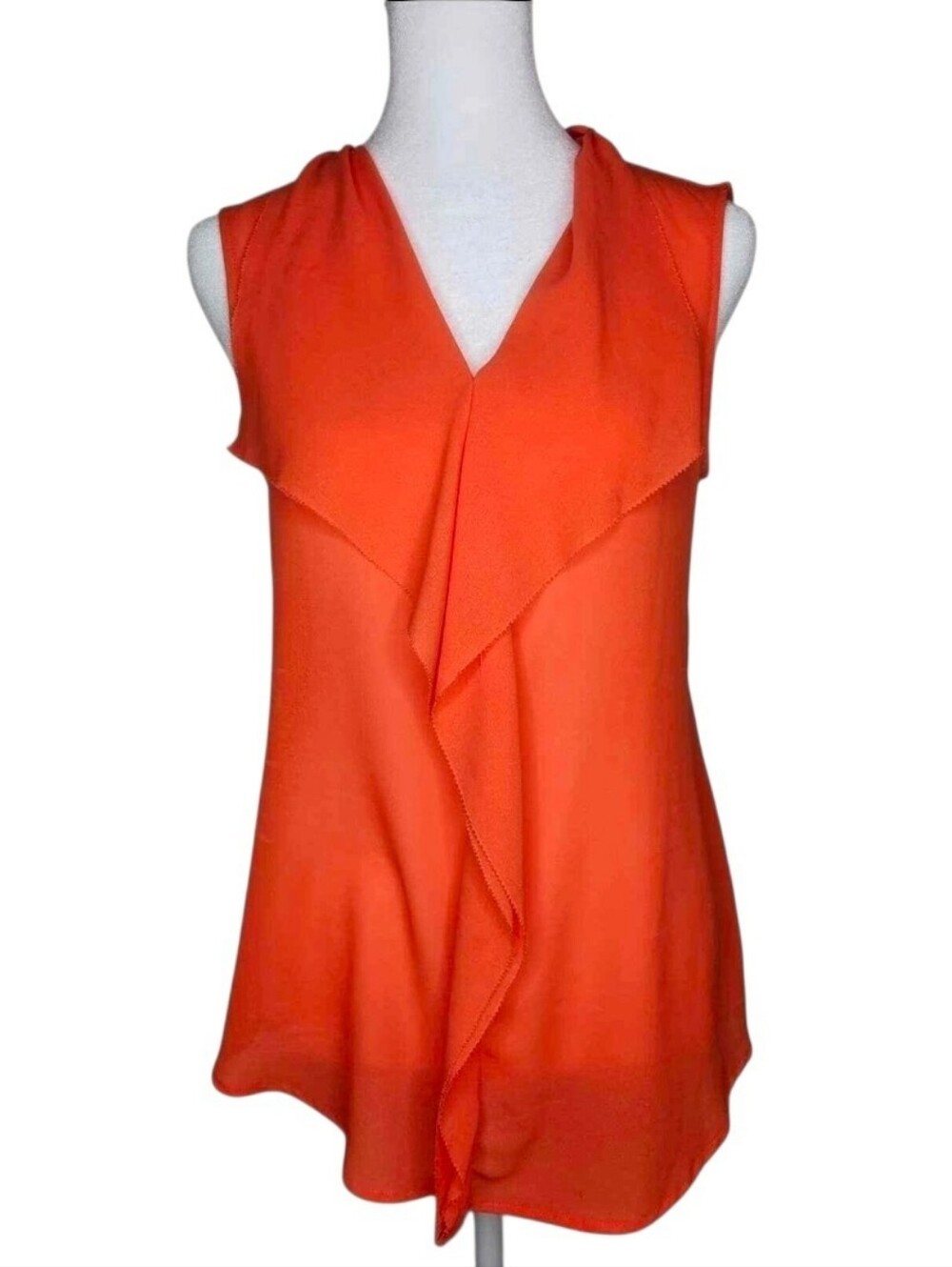 Alfani women's orange ruffle front sleeveless blouse size XS